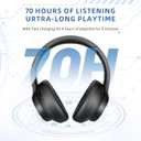 Eduiosma Active Noise Cancelling Headphones, Wireless Over Ear Bluetooth Headphones with Microphone, Transparency Mode, 70H Playtime, Hi-Res Audio, Deep Bass, Bluetooth 5.3, Lightweight Design,Black