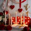 Lezonic Flameless Windows Candles Battery Operated with Timer Remote, 6Pcs Burgundy Red Acrylic Flameless Candlesticks with Holders, LED Taper Candles Flickering for Christmas, 0.8 x 8 inches