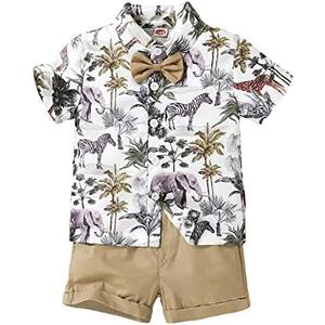 JEELLIGULAR Toddler Baby Boy Summer Clothes Short Sleeve Button Down Shirt Shorts Set Gentlemen Casual Outfits 1-5 year