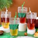 Yungyan 100 Set 16 oz Football Drink Pouches Football Party Favors Decorations Reclosable Zipper Pouche Juice Bags for Birthday Gameday Tailgate Decorations, 5.12 x 9.06 x 1.57 inches