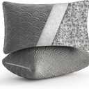 MOLCLCUY Memory Foam Pillows King Size Set of 2 Adjustable Cool Pillow for Side Back Stomach Sleepers Luxury with Washable Cover (Gray)