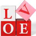 Gueevin 4 Pack Valentines Day Decor Paper Boxes 11.8 Inch Love Red Hot Pink Boxes with Letter Love Heart for Galentines Best Friend Princess Party Romantic Proposal Engagement Wedding Party Decoration