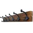 WEBI Rustic Coat Rack Wall Mount,24" Long 6 Cast Iron Coat Hooks Wall Mounted,Heavy Duty Farmhouse Wood Coat Hanger Wall Antique Vintage Hooks for Hanging Jacket,Clothes,Backpack,Weathered Brown