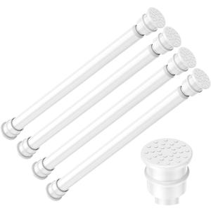 Fvonzon 4 Pack Small Tension Rods 12-19 Inch, Thin Tension Curtain Rods for Windows, Spring Rod for Closet, Cabinet & Kitchen, Mini Curtain Rod Tension Fit, Tiny Skinny Compression Rods White