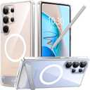 TORRAS Strong Magnetic & Seamless Stand for Samsung Galaxy S25 Ultra Case for MagSafe, Mil-Grade Drop Protection, Adjustable Kickstand for Samsung Galaxy S25 Ultra Case, Anti-Yellowing Diamond Clear