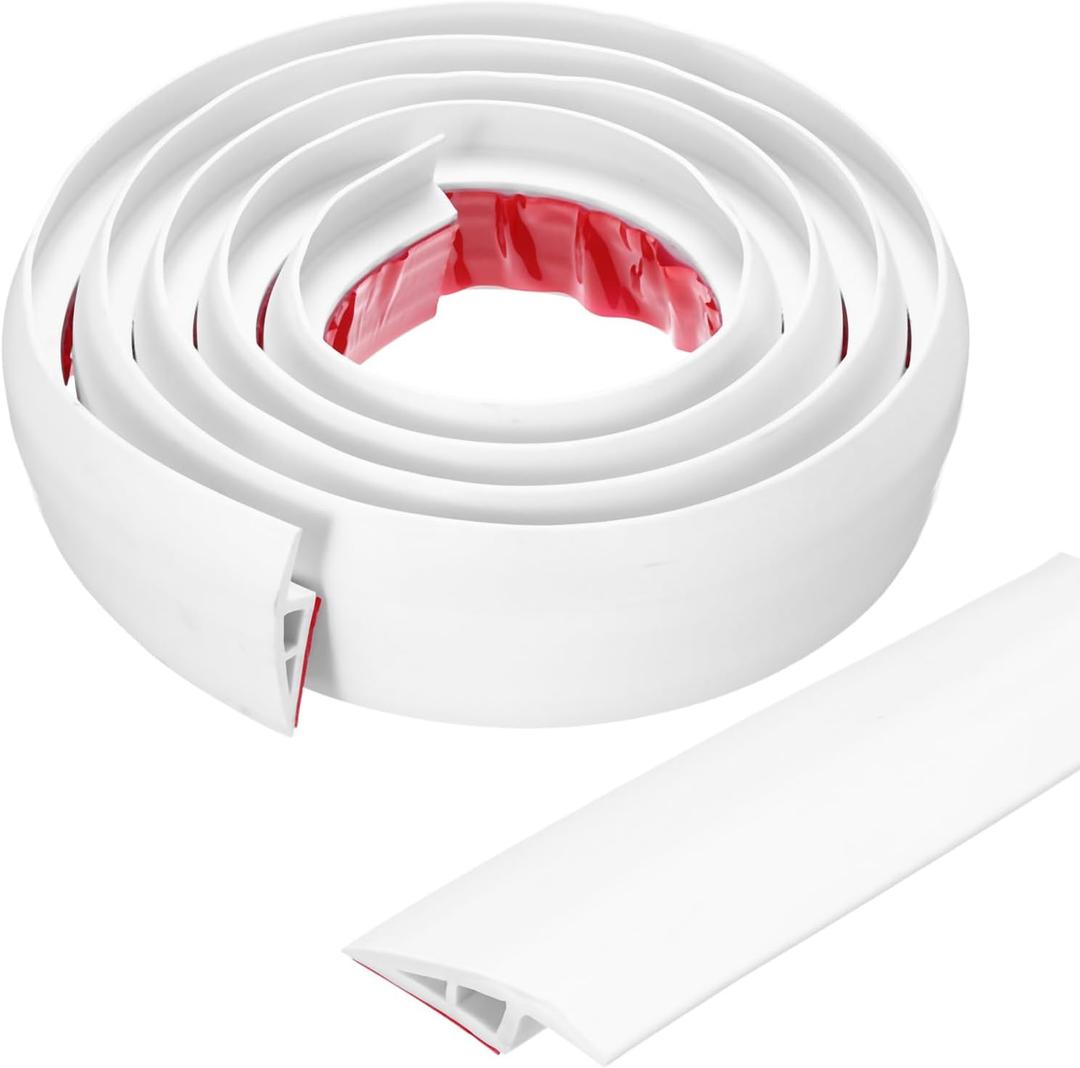 MECCANIXITY Floor Transition Strip Self Adhesive, 2m/6.6ft Laminate Door Transition Strips Carpet Edging Strip for Carpet Doorways Joining Floor Gaps Fit for 10mm Height, White