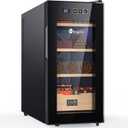 KingChii 26L Electric Cigar Humidors with Temperature Control System, Cigar Cabinet with Spanish Cedar Wood Shelves & Hygrometer, Father's Day Gifts for Men (4 Layers 200 Capacity) (Black)