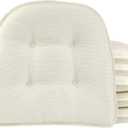 Klear Vu Omega Non-Slip Chair Cushions, Assembled in USA, U-Shaped Skid-Proof Seat Pads for Dining Room, Kitchen, Office, 15"x16", 6 Pack, Solid Ivory 6 Count