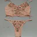 Sexy Lingerie Set for Women: Sexy Outfits Play with Underwire Push Up Bra Lace Thong Panties for Women (Pink, XXL)