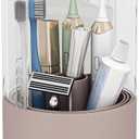 Toothbrush Holder with Cover 360 Rotating 4 Compartments Bathroom Toothpaste Electric Toothbrush Organizer, Pink