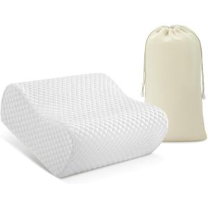 AM AEROMAX Travel Contour Memory Foam Pillow, Cervical Pillow for Neck Pain Relief, Neck Orthopedic Sleeping Pillows for Side, Back and Stomach Sleepers (White)