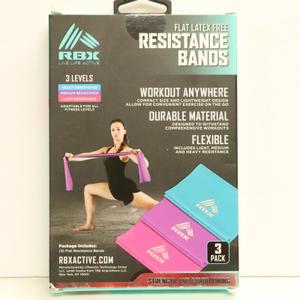 RBX Flat Latex Free Resistance Bands 3 Levels 3 Pack