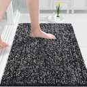 Yimobra Bathroom Rugs Mat, Extra Soft Comfortable Bath Rugs, Non-Slip, Water Absorbent and Thick Bathroom Floor Mats, Machine Washine, Shaggy Rugs for Shower Bathtubs, 32" x 20", Black&White
