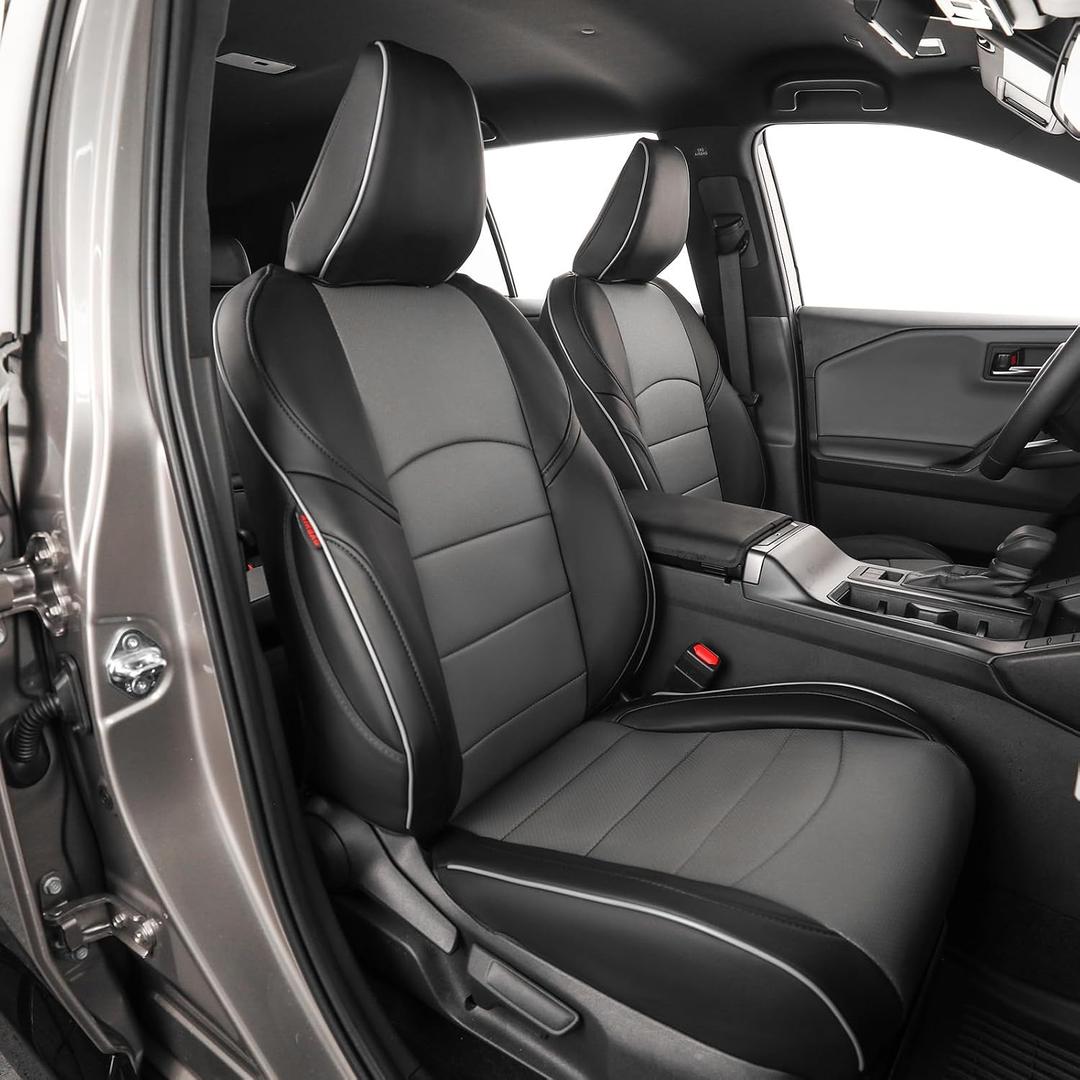 EKR Rav4 Seat Covers Custom Fit for Toyota Rav4 (Hybrid) SE/XSE 2026,Waterproof Car Seat Cover Full Set for SUV,Factory-Style Interior Upgrade,Faux Leather(Black/Gray)