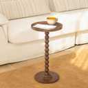 AWASEN Small Side Table, Round Drink Table for Small Spaces, Round Accent End Table Living Room, Nightstand for Bedroom, Corners, Office, Walnut Brown