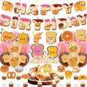 Bread Party Decortions Toast Bread Birthday Party Supplies With Banner Hanging Swirls Cake Topper Cupcake Toppers Balloons for Bread Birthday Party Home Decor