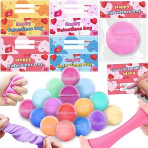 28 Pack Valentines Day Butter Slime Kit with Valentines Cards Valentines Day Gifts for Kids School Classroom Exchange Colorful Putty Stress Relief Fidget Toys Set for Boys Girls Valentine Party Favors