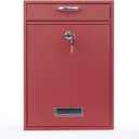Wall Mounted Locking Vertical Dropbox Mailbox - Safe and Secure | Made with Galvanized Steel (Large, Red)