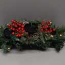 Lvydec Christmas Candle Holder Centerpiece - Pine Cones and Red Berry Table Centerpiece with 3 Candle Holders for Festival Table Home Decoration