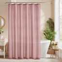 KGORGE Linen Fabric Shower Curtains-Semi Sheer Button Hole Lightweight Waterproof Privacy Light Filtering Shower Curtains for Bathroom Bathtub with 12 Hooks, 72 x 72 inches Long, Dusty Pink, 1 Panel
