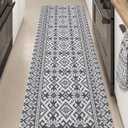 LUMI Anti Fatigue Kitchen Cushioned Mat for Floor, Ultra Soft Non-Slip Waterproof Runner for Standing, Stain Resistant PVC Comfort Rugs for Home, Office, Sink, Laundry, 24x59 (Gray and White)