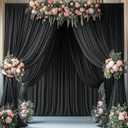 30ft x 12ft Black Backdrop Curtains for Wedding Parties, Wrinkle Free Photo Backdrop Drapes 6 Panels 5x12ft Back Drop Cloth for Birthday Retirement Halloween Photography Background