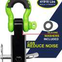 Shackle Hitch Receiver 2 inch with Hitch Pin, 41918 Lbs Break Strength Never Rust Receiver Shackle Bracket Heavy Duty and Solid with 3/4'' D Ring Shackle, Towing Accessories for Trucks Green