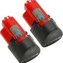 2-Pack 4.0Ah Replacement Battery Compatible with Milwaukee 12V Lithium Ion Battery 48-11-2420 48-11-2440 48-11-2402 48-11-2411 48-11-2412 Cordless Power Tools (Non-OEM)