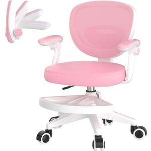 Ergonomic Kids Desk Chair 4-12, Adjust Height Children Study Computer Chair | Mesh Student Teen Task Gaming Chair | with Footrest & Flip-up Armrest & 360° Wheels | Children Office Chair for Boys Girls