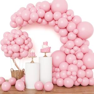2 x RUBFAC Pink Balloons 129pcs Light Pastel Pink Balloon Different Sizes 18 12 10 5 Inch for Garland Arch Mother's Day Birthday Party Baby Shower Gender Reveal Wedding Anniversary Easter Decoration