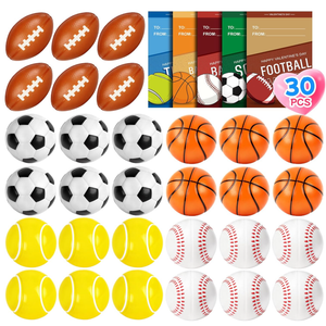 30 Pcs Valentine’s Day Gift Mini Sport Stress Balls Bulk with Cards for Kids Bouncy Ball Fidget Squeeze Toys Party Favors Goodie Bag Stuffers School Gifts Exchange Classroom Prizes for Boys and Girls