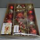 SHareconn 80pcs Christmas Balls Ornaments Set, Contemporary Light Luxury Gift Set, Shatterproof Plastic Decor for Xmas Tree Holiday Wedding Party Decorations with Hanging Strings,Red and Gold