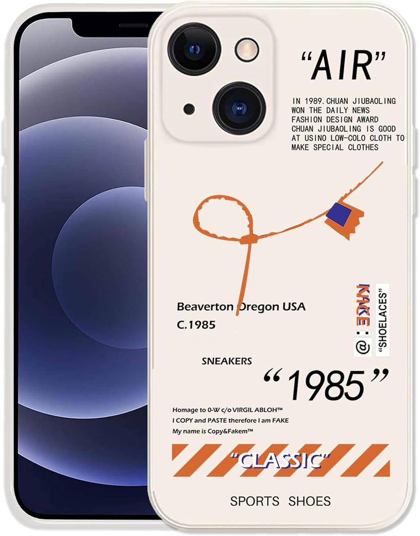 Cool Sports Style Compatible with iPhone 14 Case, Slim TPU Creative Black White Letters Design Phone Case with Camera Protection for Men Boys Girls 6.1 inch White