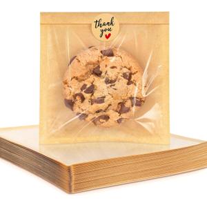 200 Pack Cookie Packaging Bags with Seal, 5.7x6.5 Inch Paper Bakery Bags with Window, Heat Sealable & Grease Resistant To Go Bake Sale Sleeves for Treat, Donut, Cake Slice, Scone, Brownie
