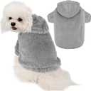 Fuzzy Dog Hoodie Sweater for Large Dogs Warm Winter Dog Clothes with Double-Sided Plush Fleece Soft Stretchy Pet Coats Hooded Sweatshirt for Medium Large Dogs