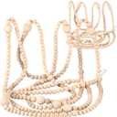 2 Pcs 24 Feet Christmas Wooden Bead Garland - Farmhouse Boho Xmas Tree Decor - Rustic Vintage Boho for Christmas Decoration Supply