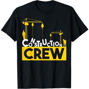 Construction Crew Shirts Family Matching Boys And Dad T-Shirt (Small, Black)
