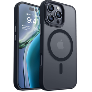 CANSHN Magnetic Compatible with iPhone 16 Pro Max Case [Compatible with Magsafe] [Translucent Matte] Slim Thin Shockproof Protective Bumper Phone Case Cover 6.9 Inch - Black