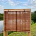 XIUXIU Bamboo Roller Shades Roman Shades for Window Roll Up Blinds for Home Light Filtering Indoor Outdoor Patio F24 W x 48" H