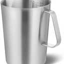 Stainless Steel Measuring Cup with Handle and Pour Lip, 2000ml 70OZ Metal Pitcher with Oz And ML Marking, Heavy-Duty Milk Frothing Jug for Coffee Latte Art, Commercial and Home Kitchen