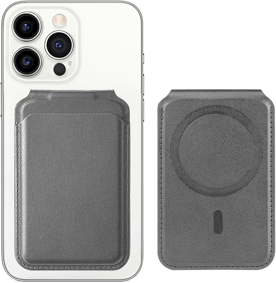 BIX for Magsafe Wallet Men - Magnetic Wallet for Iphone - Magnetic Phones Wallets - Iphone Wallets Magsafe - Compatible with Mag Safe Stand - for Magsafe Card Holder - Magnetics Card Holder for Mobile (Grey)