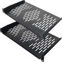 RIVECO 2PCS 1U Rack Shelves, 19 Cabinet Mount 1 U Tray Vented Cantilevers for Computer Case Shelf Mounting, 10 Inches 25CM Depth, Black