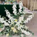 White Delphinium Artificial Flowers,8PCS Long Stem Silk Larkspur Flowers 33.5'' Faux Delphinium Stems for Tall Vase Home Wedding Table Decor(White)