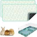 Guinea Pig Bedding, Guinea Pig Fleece Cage Liner 49x24 2Pack, Washable Waterproof Reusable & Anti Slip, Absorbent Guinea Pig Pee Pad for Small Animal, Rabbit, Bunny, Chinchilla, Green