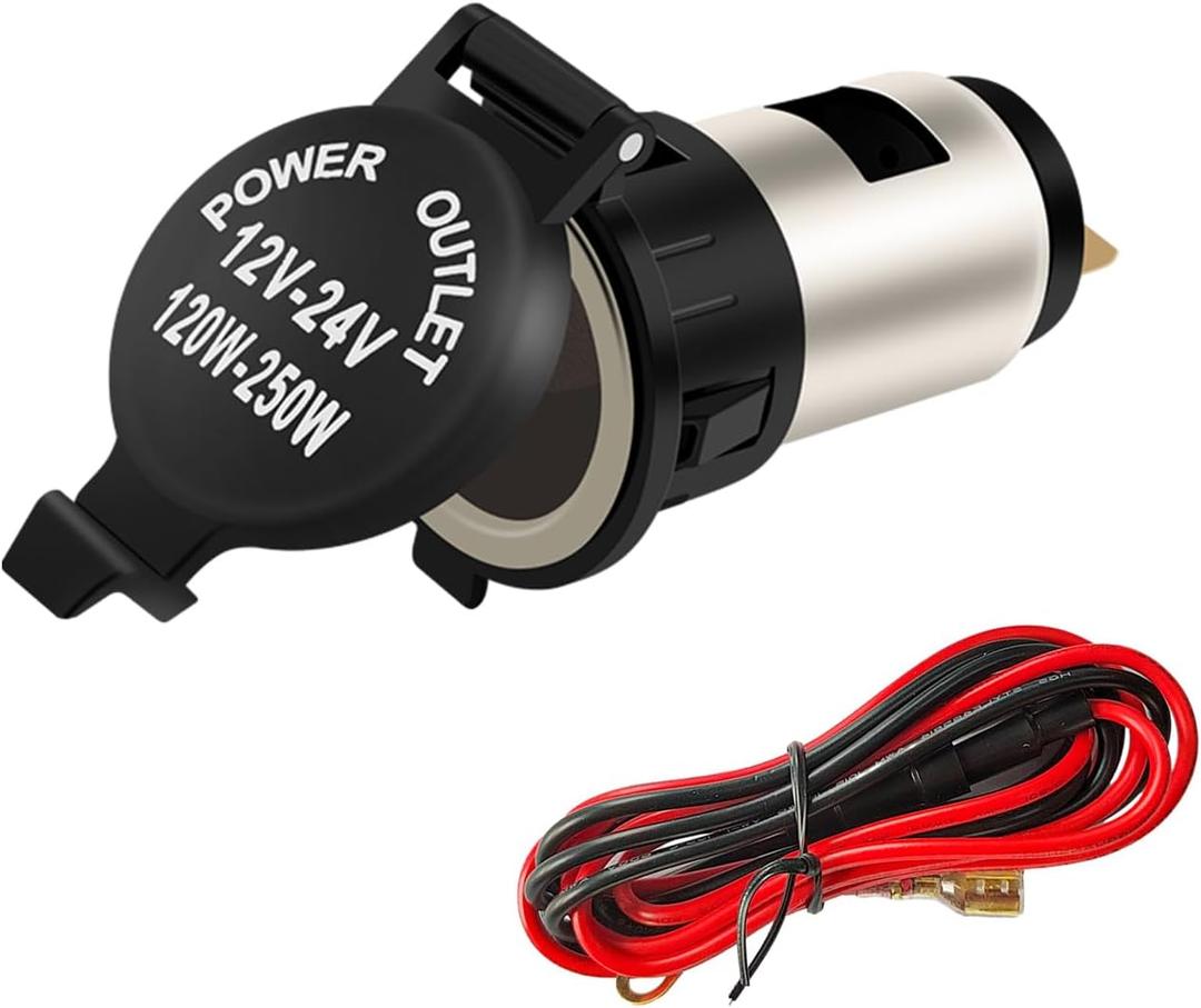 1PCS Car Cigarette Lighter Socket, 12V Waterproof Auto Cigarette Lighter Adapter with Extension Cable, Vehicle Lighter Power Outlet Socket Replacement, Universal Car Accessories