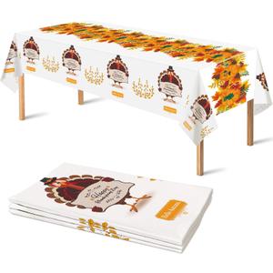 OHOME 2 Pack Thanksgiving Tablecloth Disposable - Fall Party Supplies for Thanksgiving Table Decor | Friendsgiving Party Decorations | Thanksgiving Decorations 54" x 108"
