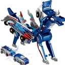 Aimery Collision Transforming Dinosaur Car Toy, 2 Magnetic Cars Convert into Dinosaur Toys,Dino Robot Toy, Boys Toys,Kids Toys, Party Birthday for Kids (Blue)