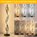 Modern Spiral Floor Lamps for Living Room, 40W LED Floor Lamp with Remote Control, 60 Inch 3 Color Temperatures & Dimmable Brightness Corner Standing Lamp Black Floor Lamp for Bedroom, Office