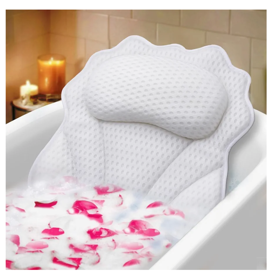Bath Pillow RUVINCE Ergonomic Luxury Bathtub Pillow with Head,Neck, Shoulder and Back Support, 4D Bath Pillows for tub with 6 Powerful Suction Cups, Fits All Bathtub, Spa Tub, Hot Jacuzzi (White)