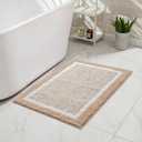 CozeCube Bath mats for Bathroom Non Slip, Fluffy Absorbent Microfiber Bath mat Washable, Aesthetic Bathroom Rugs, Small Beige Bath mat, Beige, 24" x 16"